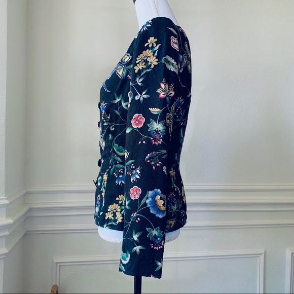VINTAGE LIZ CLAIBORNE LONG SLEEVE FLORAL BLAZER TOP - Picture 3 of 15